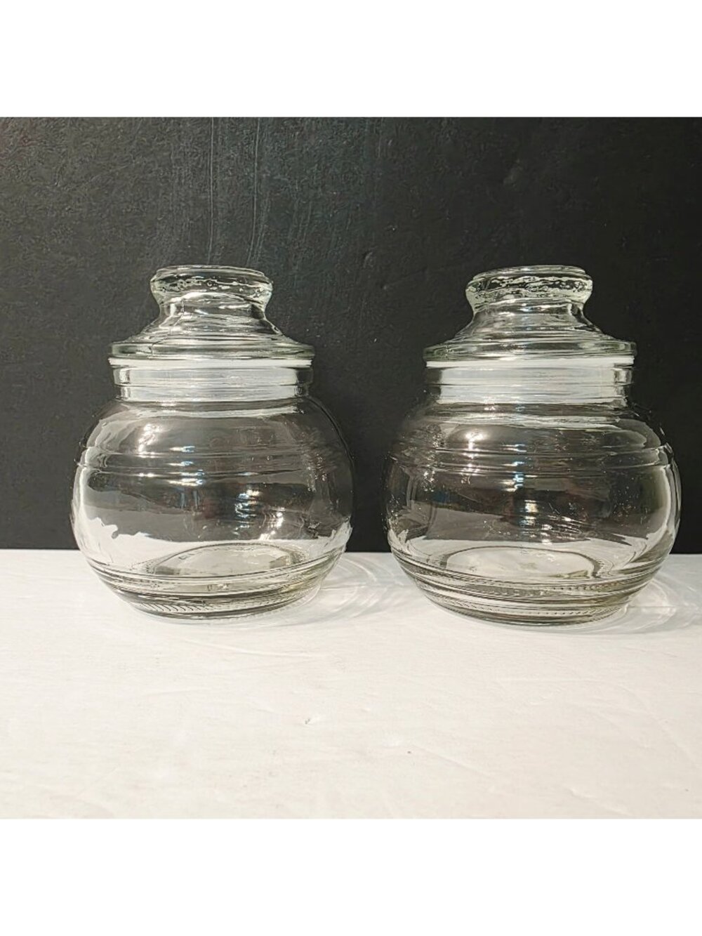 Vtg KIG Indonesia Clear Glass Apothecary Candy Jar Sealed Lid